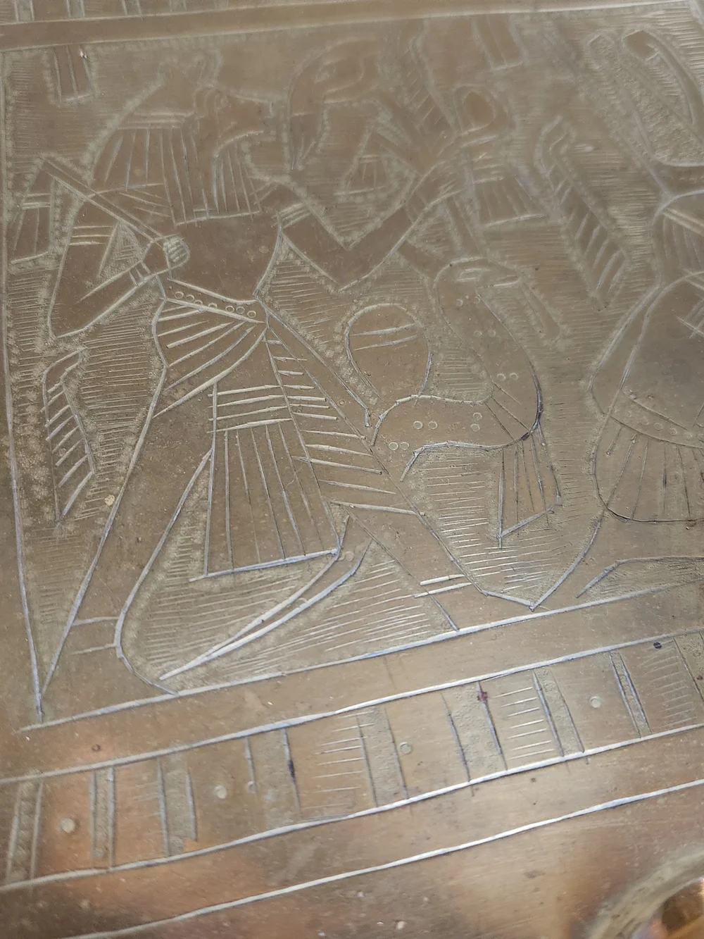 Antique-Style Brass Egyptian Trays - Set Of Two